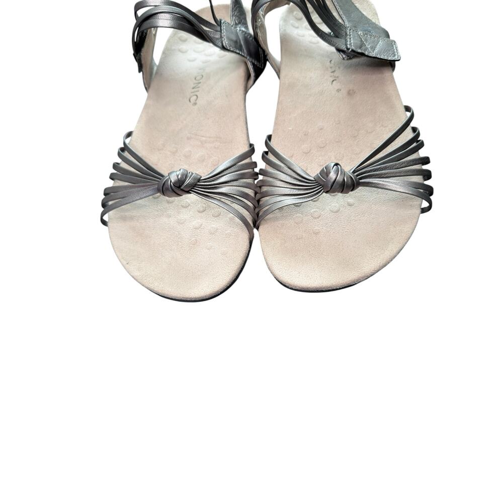 Vionic Talulah‎ Leather Sandals Silver Women's Orthopedic Strappy Comfy Size 12 - Picture 2 of 10